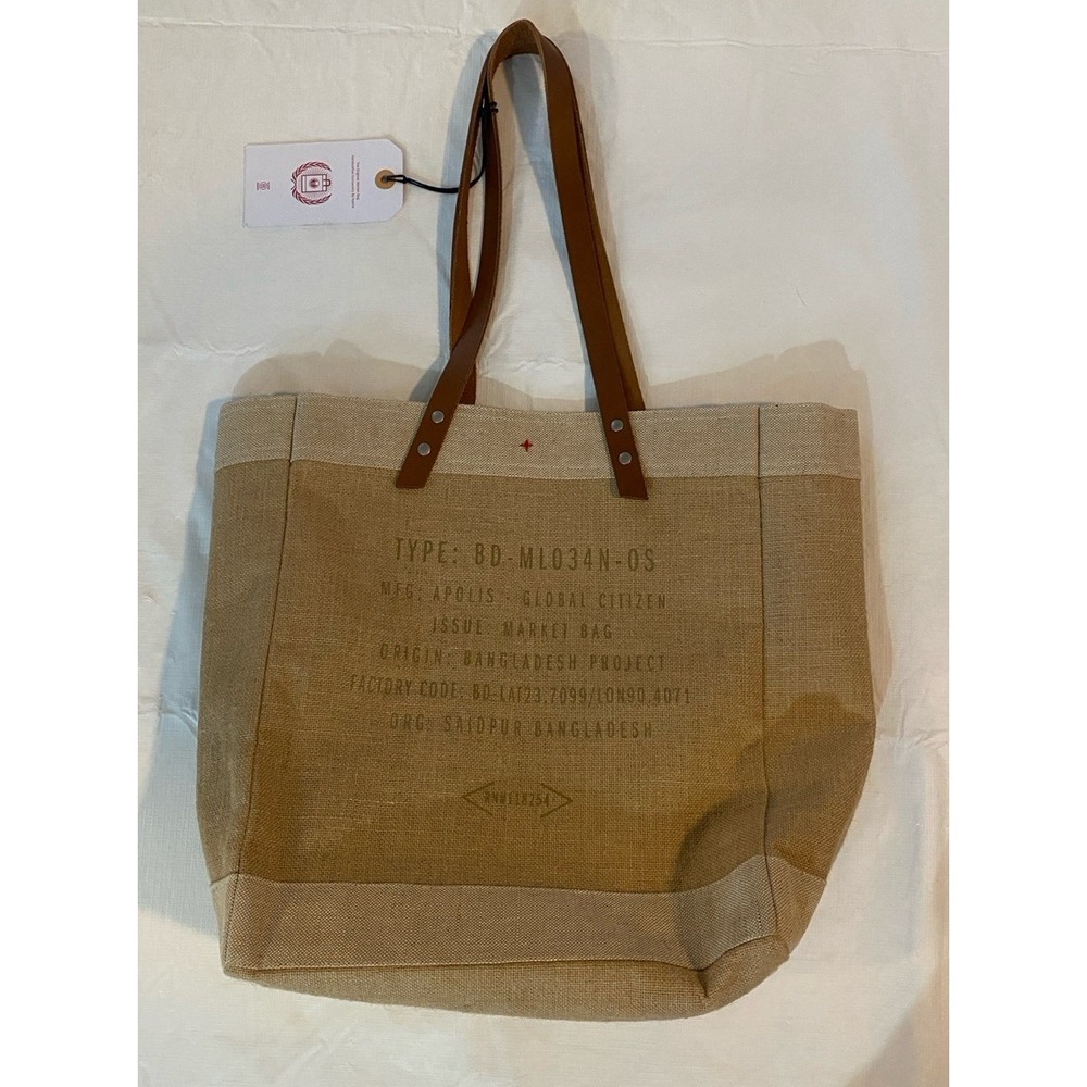 apolis global citizen NWT Jute Market Bag Tote Journeyman Distillery Natural